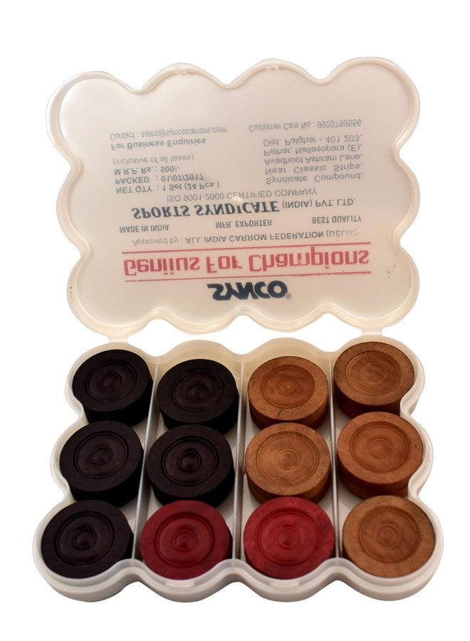 Synco Professional Wooden Carrom Coins Set | 24 Carrom Board Coins in Special Case (Genius for Champion) - Image 4